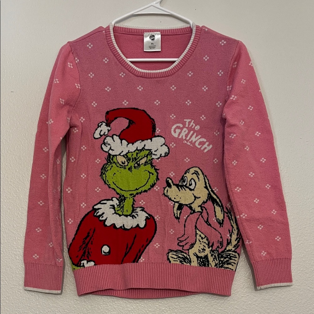 Pink The Grinch Kids' Holiday Sweater - Character Crewneck